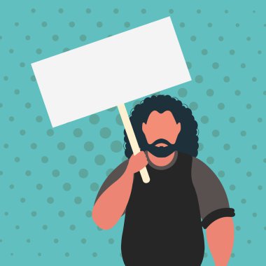Sancak ve mesajın için yeri olan bir adam. Pop sanat çizgi film tarzı.