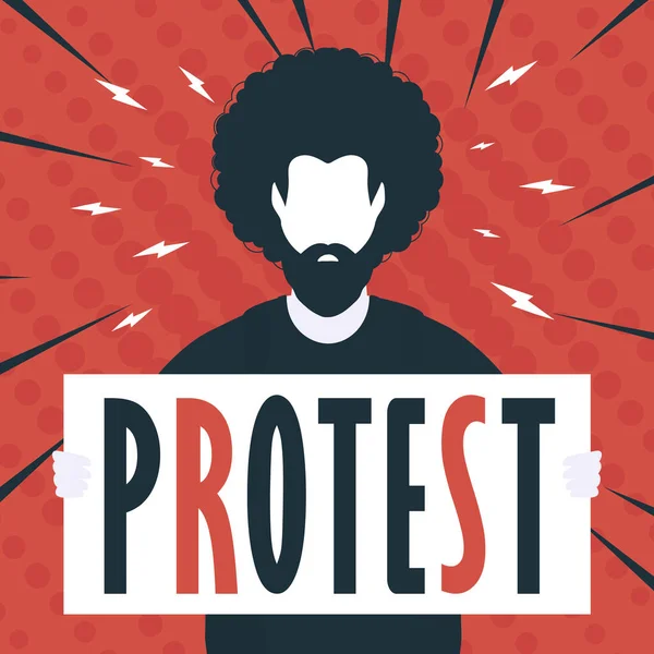Τύπος Πανό Και Κείμενο Διαμαρτυρίας Ποπ Αρτ Επίπεδο Στυλ Εικονογράφηση — Διανυσματικό Αρχείο