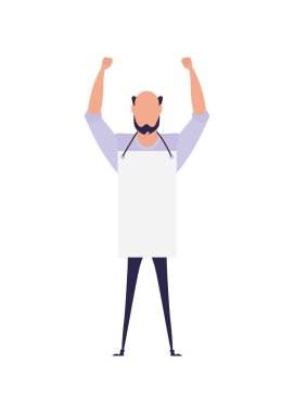 Sancakla büyüyen bir adamı protesto etmek. Beyaz arka planda izole edilmiş. Vektör illüstrasyonu.