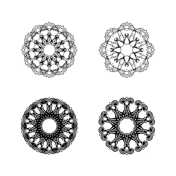 Vector Monochrome Set Mandalas 그라운드에서 대상으로 민족적 모욕적 — 스톡 벡터