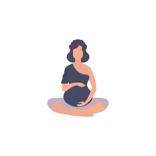 Pregnant Woman Doing Yoga Active Well Built Pregnant Female Character — Stock Vector