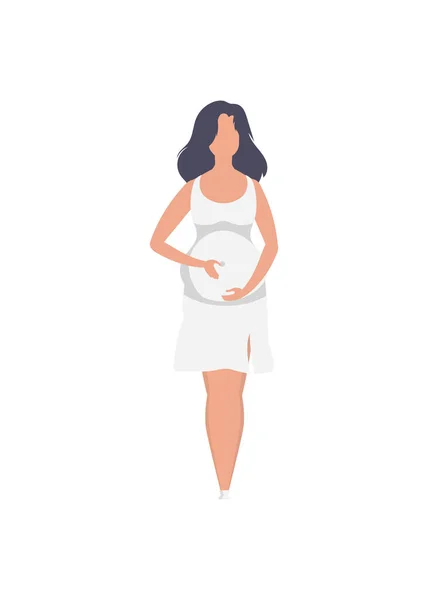 Schwangere Mädchen Vollem Wachstum Gut Gebaute Schwangere Weibliche Figur Vereinzelt — Stockvektor