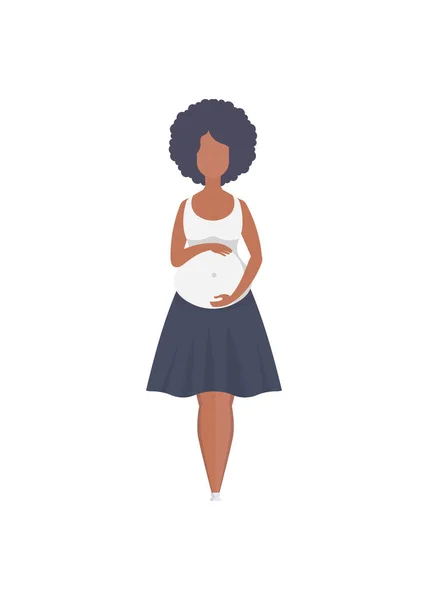 Femme Enceinte Pleine Longueur Joyeux Anniversaire Isolé Sur Fond Blanc — Image vectorielle