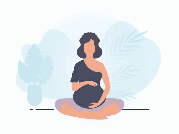 Hamile Kadınlar Için Yoga Aktif Hamile Bir Kadın Karakteri Senin — Stok Vektör