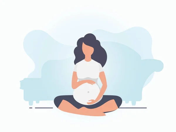 Yoga Pour Les Femmes Enceintes Personnage Féminin Enceinte Bien Construit — Image vectorielle