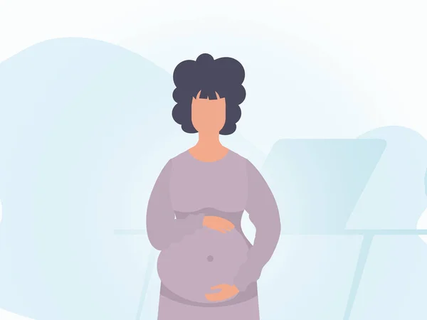 Schwangere Mädchen Banner Blautönen Vektor — Stockvektor