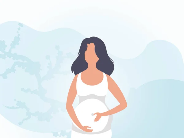 Eine Schwangere Frau Hält Ihre Hände Auf Ihren Bauch Banner — Stockvektor