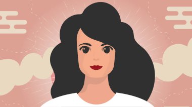 Banner 'da bir kadın var. Kadın arkadaşlığı, feminist birlik ya da kardeşlik. Vektör illüstrasyonu.