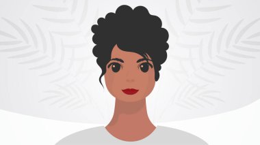 Afro-Amerikan kadın görünümlü afiş. Kadınların güçlenmesi hareketinin konsepti. Vektör.