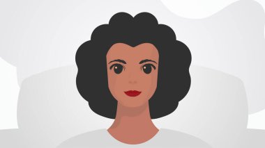 Afro-Amerikan kadın görünümlü afiş. Siyahi güçlü kız önde. Çizgi film biçimi.