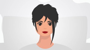 Banner 'da bir kadın var. Kadınların güçlenmesi hareketinin konsepti. Düz çizgi film biçimi.