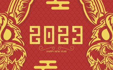 Kırmızı bayrak. Mutlu yıllar 2023. Vektör illüstrasyonu.