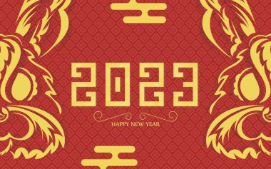 Kırmızı bayrak. Mutlu yıllar 2023. Vektör illüstrasyonu.