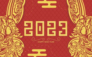 Kırmızı bayrak. Mutlu yıllar 2023. Vektör illüstrasyonu.