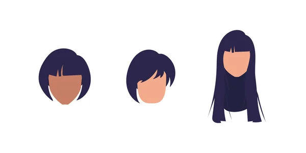 Conjunto Rostros Mujeres Diferentes Nacionalidades Aislado Ilustración Vectorial — Vector de stock