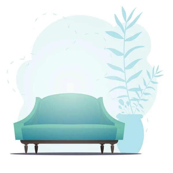 Beautiful Bed Houseplant Background Space Your Character Cartoon Style — Stock Vector