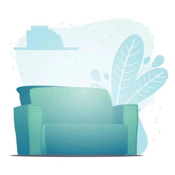 Hermosa Cama Planta Interior Fondo Con Espacio Para Personaje Ilustración — Vector de stock