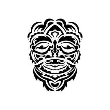 Samuray maskesi. Geleneksel totem sembolü. Siyah kabile dövmesi. Beyaz arka planda izole edilmiş. Vektör.
