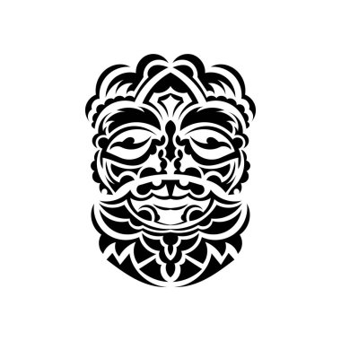 Kabile maskesi. Tek renkli etnik kalıplar. Eski kabilelerin tarzında siyah dövme. İzole edilmiş. El çizimi vektör illüstrasyonu.