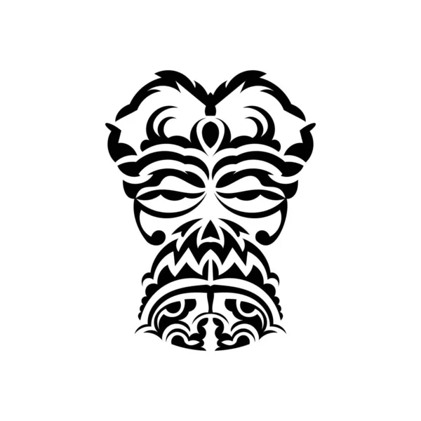 Masque Samouraï Motifs Ethniques Monochromes Tatouage Tribal Noir Isolé Vecteur — Image vectorielle