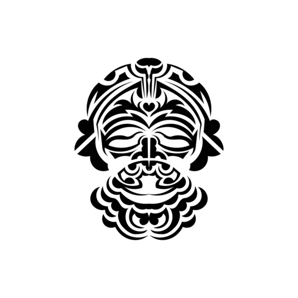 Masque Samouraï Symbole Totem Traditionnel Tatouage Noir Dans Style Maori — Image vectorielle