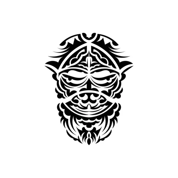Masque Samouraï Symbole Totem Traditionnel Tatouage Noir Dans Style Maori — Image vectorielle