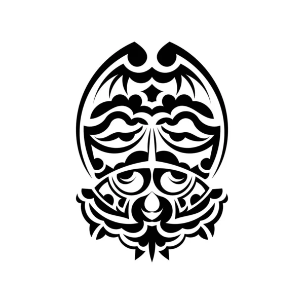 武士面罩 传统图腾符号 毛利人风格的黑色纹身 孤立无援手绘矢量图解 — 图库矢量图片