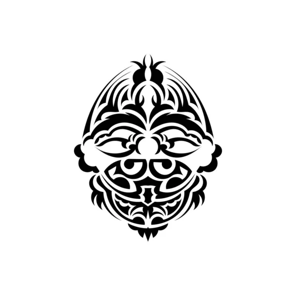 Samurai Mask Traditional Totem Symbol Black Tattoo Maori Style Isolated — Stock Vector