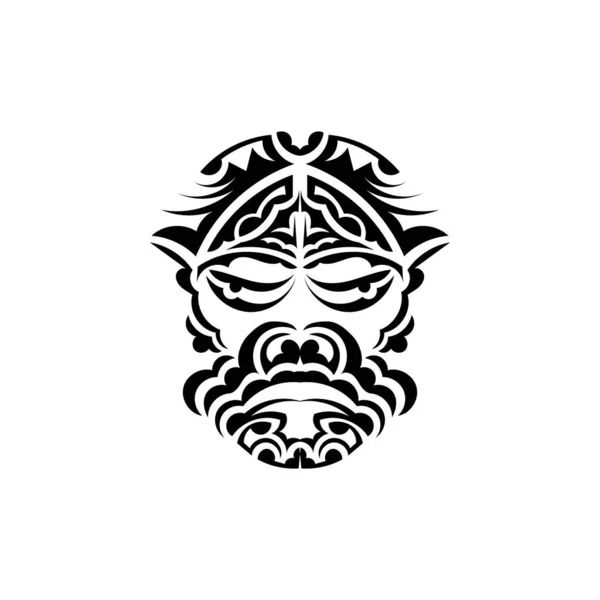 Máscara Samurai Símbolo Totem Tradicional Tatuagem Preta Estilo Samoano Cor —  Vetores de Stock