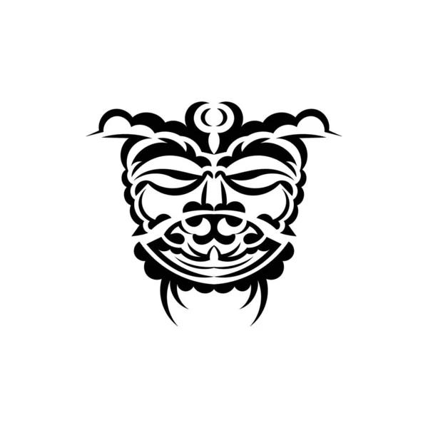 Samurajmask Traditionell Totemsymbol Svart Tatuering Samoansk Stil Isolerad Vit Bakgrund — Stock vektor