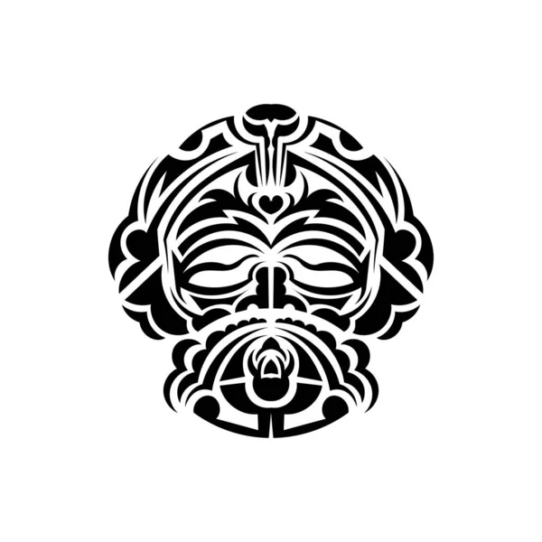 武士面罩 传统图腾符号 黑人部落纹身黑色和白色 扁平的风格 手绘矢量图解 — 图库矢量图片