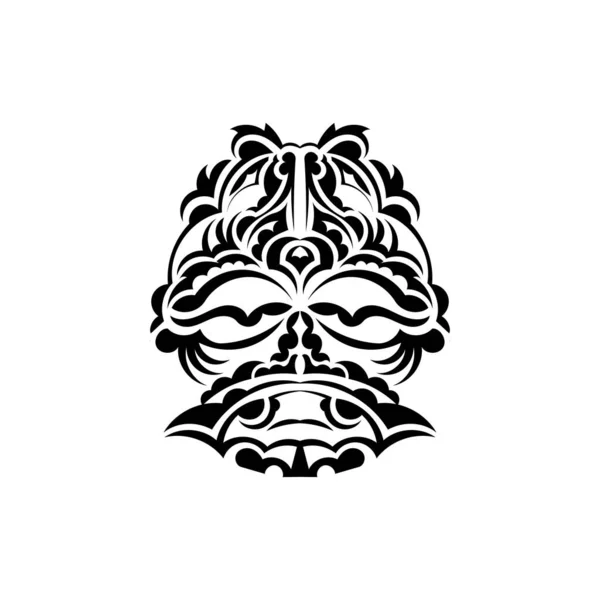 Máscara Samurai Símbolo Totem Tradicional Tatuagem Tribal Preta Isolado Fundo —  Vetores de Stock