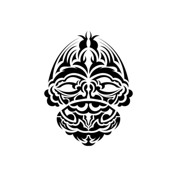Máscara Samurai Tradicional Símbolo Tótem Tatuaje Tribal Negro Aislado Ilustración — Archivo Imágenes Vectoriales