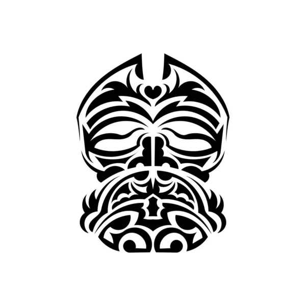 Masque Tribal Motifs Ethniques Monochromes Tatouage Noir Dans Style Des — Image vectorielle