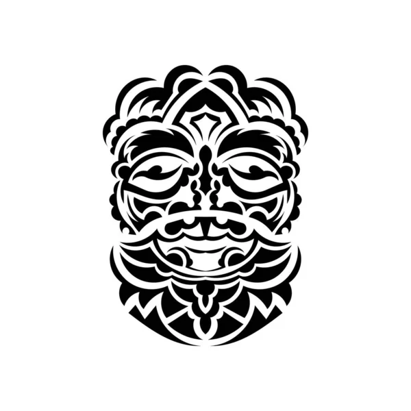 Masque Tribal Motifs Ethniques Monochromes Tatouage Noir Dans Style Des — Image vectorielle