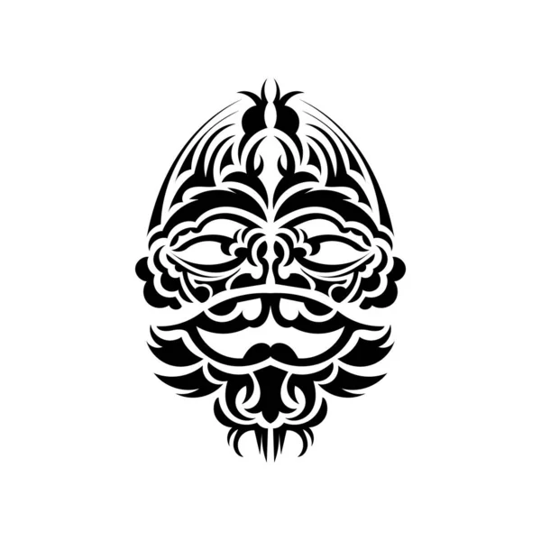 Tribal Mask Monochrome Ethnic Patterns Black Tattoo Style Ancient Tribes — Stock Vector