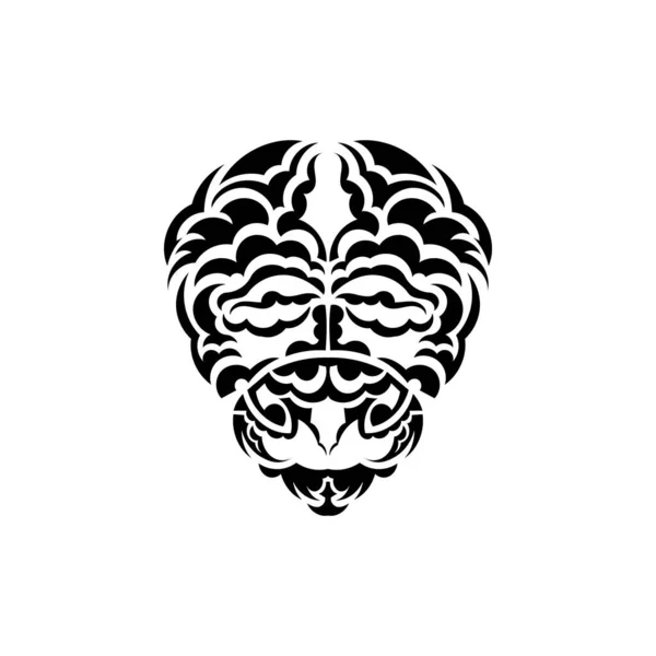 Máscara Tribal Padrões Étnicos Monocromáticos Tatuagem Preta Estilo Samoano Cor — Vetor de Stock