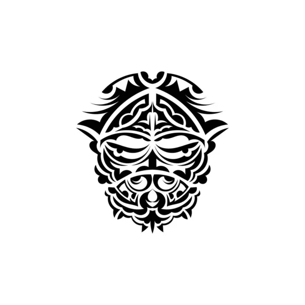 Máscara Tribal Padrões Étnicos Monocromáticos Tatuagem Preta Estilo Samoano Isolado — Vetor de Stock