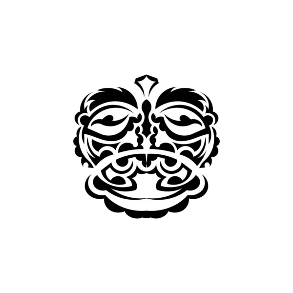 Máscara Tribal Padrões Étnicos Monocromáticos Tatuagem Preta Estilo Samoano Isolado — Vetor de Stock