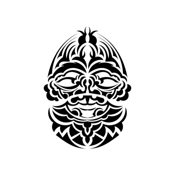 Plemienna Maska Monochromatyczne Wzorce Etniczne Czarny Tatuaż Plemienny Czarno Biały — Wektor stockowy