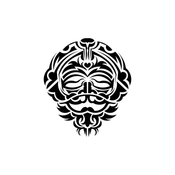 Masque Tribal Motifs Ethniques Monochromes Tatouage Tribal Noir Isolé Sur — Image vectorielle