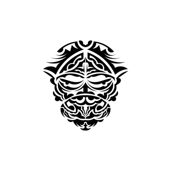 Plemienna Maska Monochromatyczne Wzorce Etniczne Czarny Tatuaż Plemienny Odizolowany Białym — Wektor stockowy
