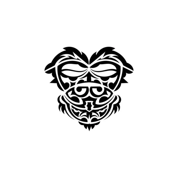 Masque Tribal Motifs Ethniques Monochromes Tatouage Tribal Noir Isolé Illustration — Image vectorielle