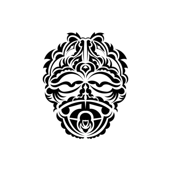 Máscara Tribal Padrões Étnicos Monocromáticos Tatuagem Tribal Preta Isolado Vetor — Vetor de Stock