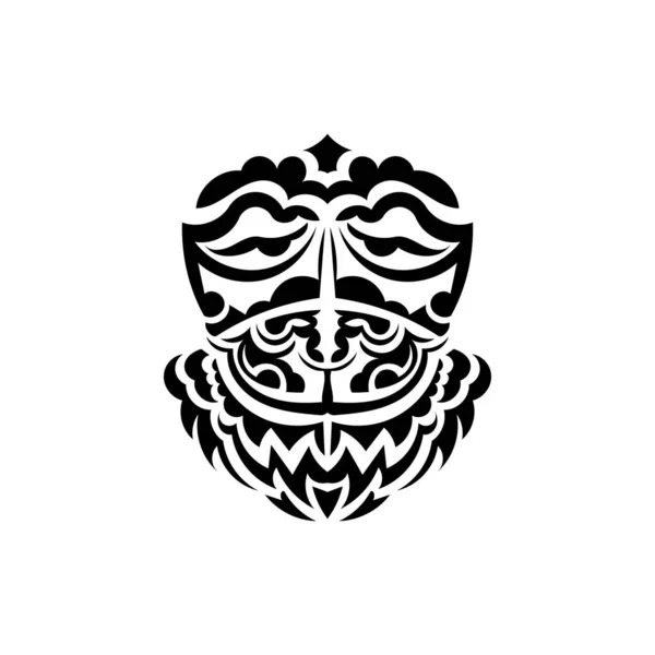 Tribal Mask Traditional Totem Symbol Black Tattoo Maori Style Black — Stock Vector