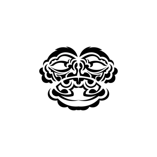 部落面具传统图腾符号 毛利人风格的黑色纹身 被白色背景隔离 手绘矢量图解 — 图库矢量图片