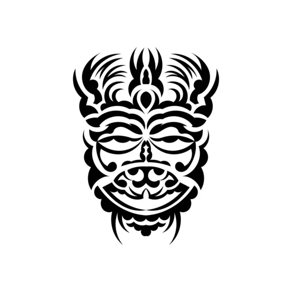 Masque Tribal Symbole Totem Traditionnel Tatouage Noir Dans Style Maori — Image vectorielle
