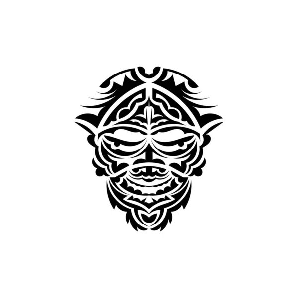 Stammask Traditionell Totemsymbol Svart Tatuering Maori Stil Isolerad Vektorillustration — Stock vektor