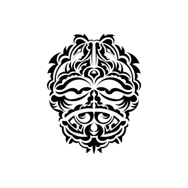 Stammesmaske Traditionelles Totemsymbol Schwarze Tätowierung Samoanstil Schwarz Weiße Farbe Flacher — Stockvektor