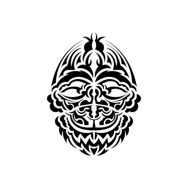 Племінна Маска Традиційний Символ Тотему Чорне Татуювання Самоанському Стилі Ізольовані — стоковий вектор